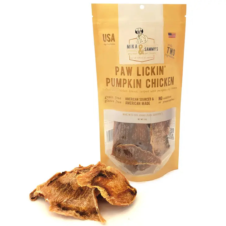 Mika and Sammy's Paw Lickin Pumpkin Chicken Jerky 12oz or 5oz