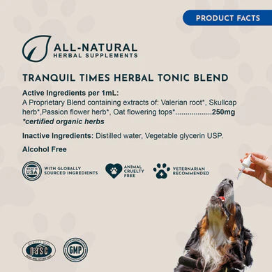 Animal Essentials Tranquil Times for Dogs and Cats (Anxiety, fireworks, thunderstorms, travel)
