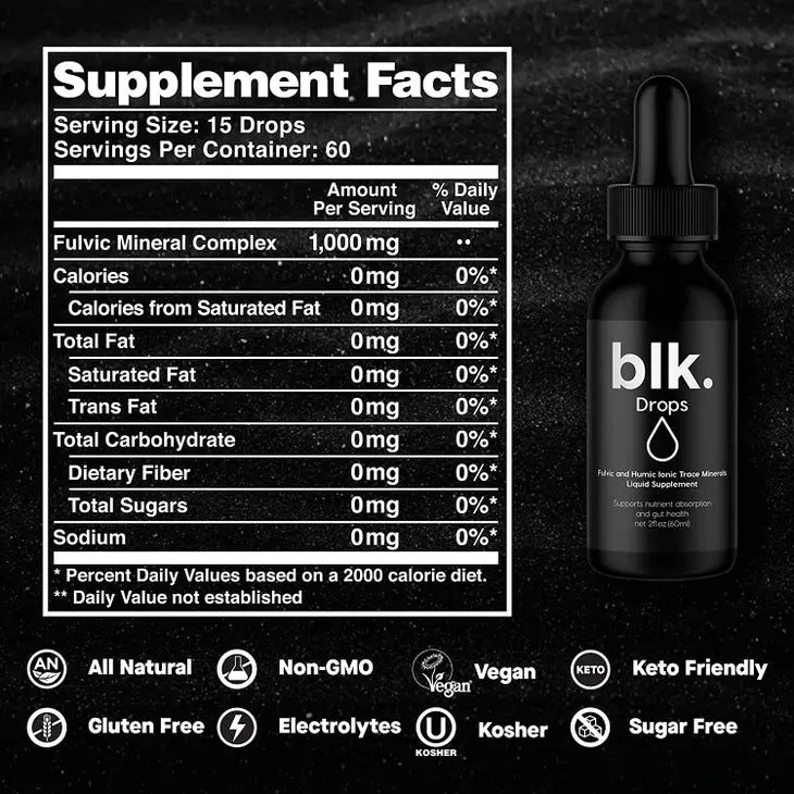 BLK. Fulvic Mineral Drops 2oz