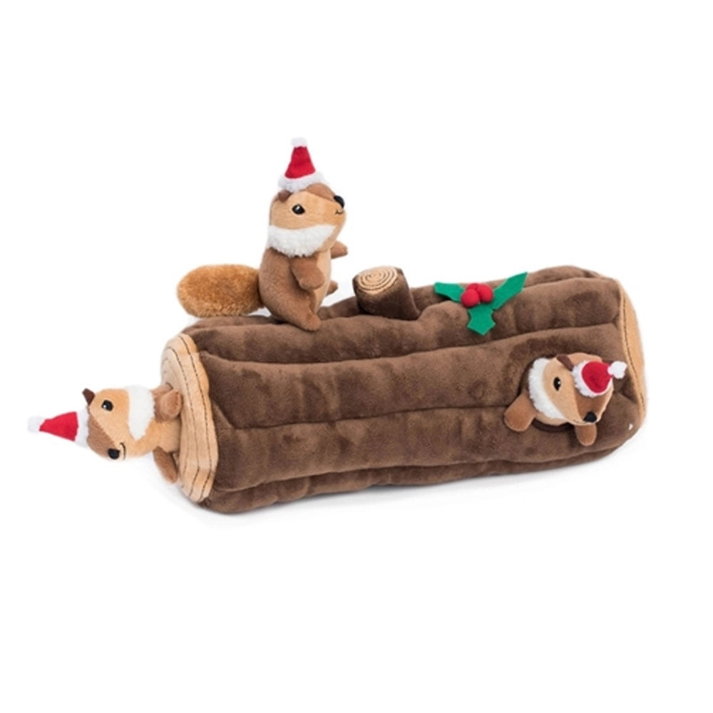 Burrow Yule Log with Chipmunks