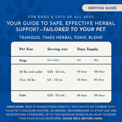 Animal Essentials Tranquil Times for Dogs  and Cats (Anxiety, fireworks, thunderstorms, travel)