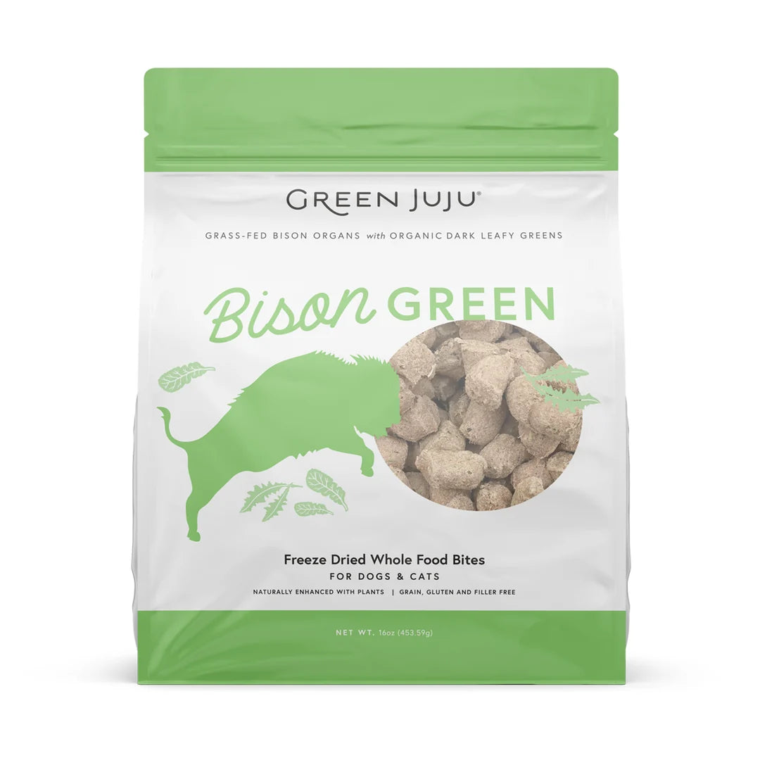 Green JuJu Bison Green Freeze Dried Whole food Bites 2.5oz Dog and Cat treat